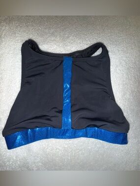 Double Platinum Dancewear Black‎ Top with Shimmering Blue Trim Size CXL (10/12)